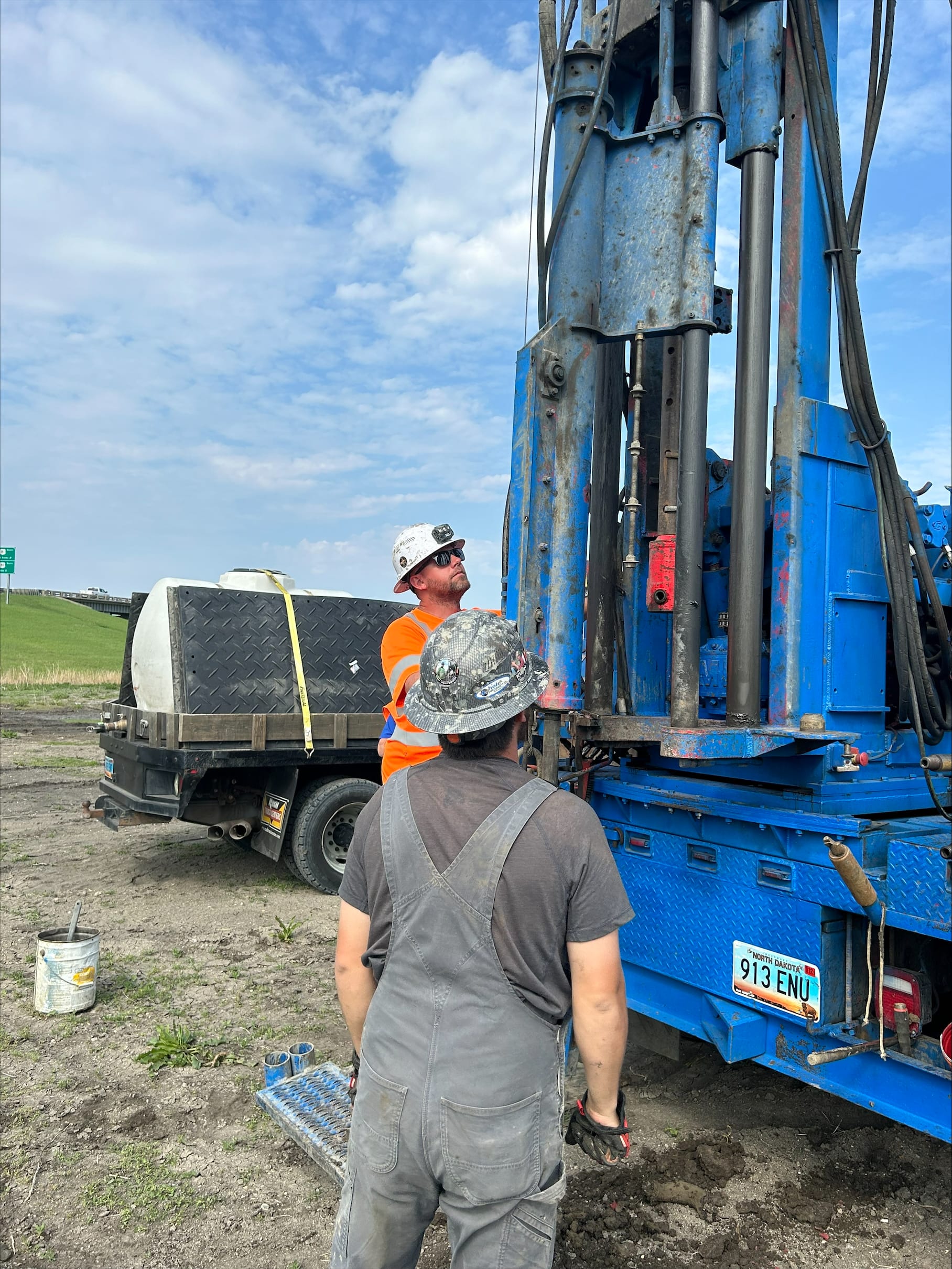 MAK Drilling crew preparing to mobilize a rig at the Grand Forks yard.